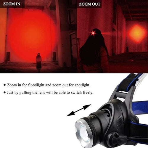80000 Lumens Rechargeable Headlamp Hunting Red Light,Super Bright LED Headlamps Red Headlight Zoomable Waterproof 3 Modes Head Lamp with Motion Sensor for Night Vision Aviation Fishing