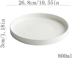 Camping Plates Ceramic Dinner Plate Home Kitchen Salad Plate Tableware Pure White Plate Round Simple Dessert Plate Flat Deep Plate Decorative Plate(003)