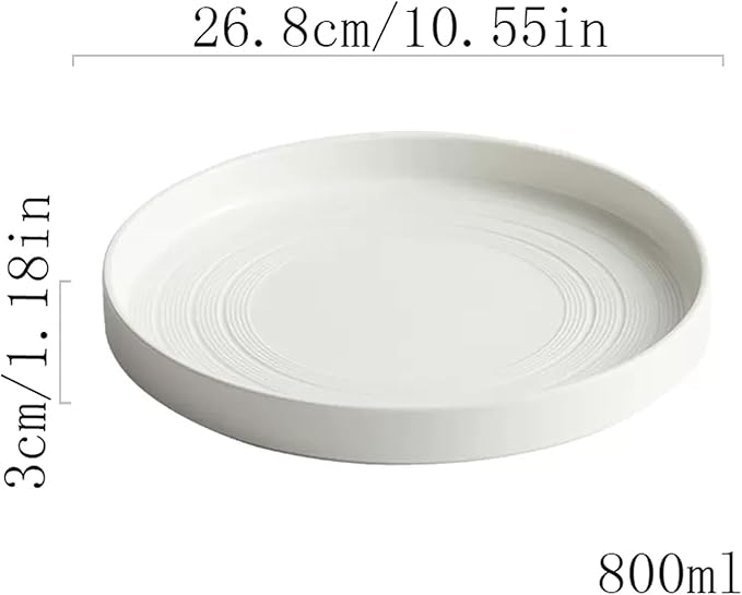 Camping Plates Ceramic Dinner Plate Home Kitchen Salad Plate Tableware Pure White Plate Round Simple Dessert Plate Flat Deep Plate Decorative Plate(003)