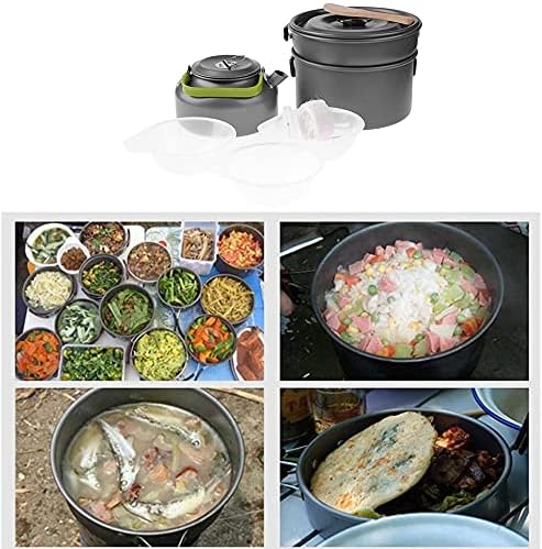 Portable Camping Cookware Set, Camping Cookware Kit, Outdoor Cooking Equipment Tableware Kit Kitchen Utensils Hiking Picnic Self-Driving Supplies for Camping, Hiking, Picnic