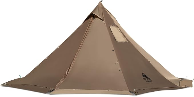 OneTigris Smokey HUT Hot Tent with Stove Jack, Ultralight 4 Season Tipi Tent with Snow Skirt & Detachable Floor for Camping, Hiking, Bushcraft, Backpacking