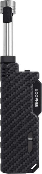 Torch Lighter with Flame Lock, Windproof Butane Lighter Refillable Single Jet Flame, 7.63" Extended Long for Candle, Camping, Grill, BBQ, Fireworks (Butane not Included) Black
