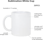 11 Oz Sublimation Blank Ceramic Coffee Mugs Case Of 36 Pcs White Coffee Mugs Blank Coated Cup Blank White Mug Sublimation Blanks DIY Mugs