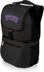 PICNIC TIME NCAA TCU Horned Frogs Zuma Backpack Cooler - Soft Cooler Backpack - Lunch Cooler, (Black)