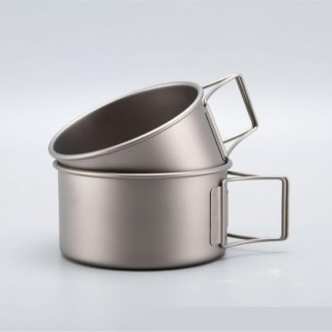 Camping Campfire Utensils, Outdoor Camping Portable Pure Titanium Bowl Set Pot Tableware Foldable Cooker Backpacking Gear