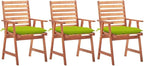 Patio Dining Chairs 3 pcs with Cushions,Outdoor Chairs,Decorative Chair,Reception Chair,Picnic Chair,Camping Chair,Breakfast Chair,Bistro Chair,for Backyard,Garden,Porch, Solid Acacia Wood