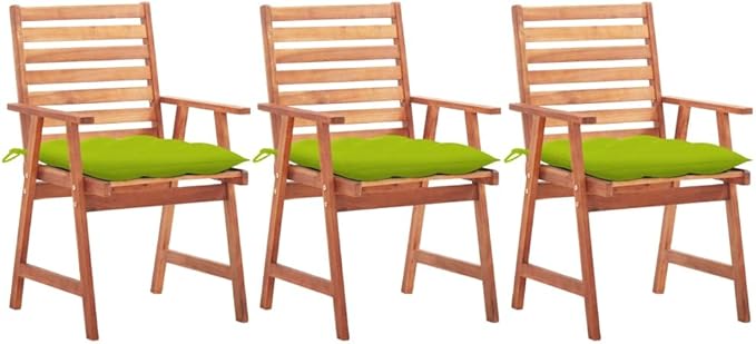 Patio Dining Chairs 3 pcs with Cushions,Outdoor Chairs,Decorative Chair,Reception Chair,Picnic Chair,Camping Chair,Breakfast Chair,Bistro Chair,for Backyard,Garden,Porch, Solid Acacia Wood