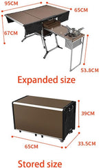 Folding Table Outdoor Camping Mobile Kitchen Portable Tableware Stove Folding Multifunctional Cooker Self- Driving Tour Equipment Folding Picnic Table (Color : A)
