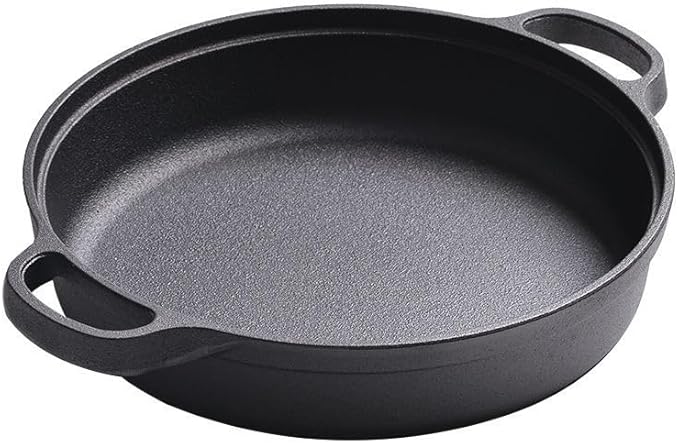 Cast Iron Skillet with 2 Handle, 22cm/25cm Rounde Mini Flat Bottomed Frying Pan for fried steakBread, Baking,Pizza, Outdoor Cooking, Camping, Grill, Stovetop, Oven Safe Cookware (9.8 x 9.8 x 1.8 in)