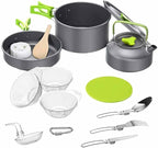 1 Set Outdoor Tableware Kit Reusable Practical Lightweight Camping Tools Cookware Travelling Hiking Picnic BBQ Equipments