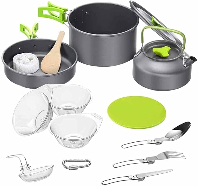 1 Set Outdoor Tableware Kit Reusable l Lightweight Camping Tools Cookware Travelling Hiking Picnic BBQ Equipments