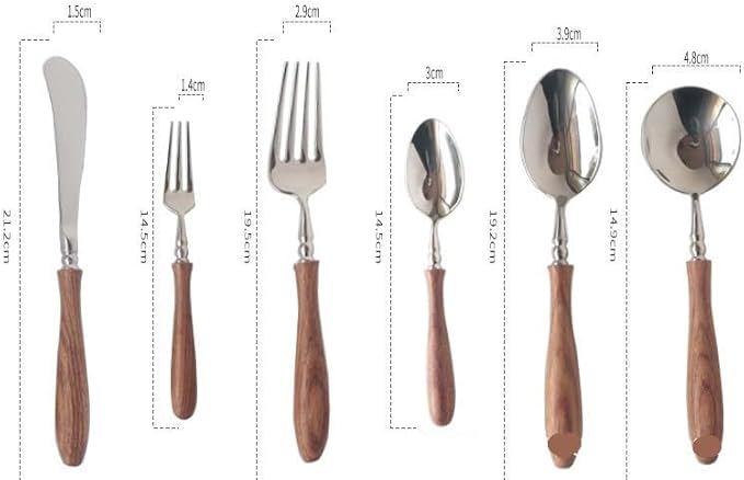 Silverware Flatware Cutlery Set， 6/24/36/48/60/72pcs Steak Knife and Fork Cutlery Wooden Handle Spoon Cutlery Set 304 Stainless Steel Dessert Fork and Spoon，Silver-60 Pieces for 10