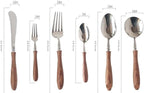 Silverware Flatware Cutlery Set， 6/24/36/48/60/72pcs Steak Knife and Fork Cutlery Wooden Handle Spoon Cutlery Set 304 Stainless Steel Dessert Fork and Spoon，Silver-72 Pieces for 12