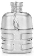 Keith Titanium Ti3061 Pro Plastic-Free Canteen Mess Kit with Stove – Grade 1 Titanium Cookset, 37 oz Bottle, 24 oz & 13.5 oz Cups, Custom MOLLE Field Carry Case with Premium Zippered Pouches