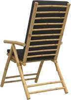 4 Piece Folding Patio Reclining Chairs with Dark Gray Cushions Bamboo Lounge Chair Camping Chair Lawn Chairs Living Room Chairs for Bedroom Patio Outdoor Dining