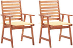Patio Dining Chairs,Outdoor Chairs,Coffee Chair,Study Chair,Bistro Chair,Fishing Chairs,Camp Chair,Garden Chairs,for Deck, poolside,Camping,Beach,Campsite, 2 pcs with Cushions Solid Acacia Wood