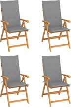 Patio Chairs 4 pcs,Outdoor Folding Chair,Lounge Chair,Portable Camping Chair,Tanning Chairs for Outside,Garden Chair,for Outdoor Patio, Campsite, or Yard, with Gray Cushions Solid Teak Wood