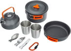 Camping Cookware Set Lightweight Portable Camping Pan Kettle Cups Outdoor Spoon Fork Cutter Outdoor Tableware for Picnic Hiking