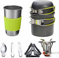 Aluminum Alloy Outdoor Camping Trip Cookware Camping Pot Hiking Picnic Tourist Tableware Set with Folding Spoon Mini Gas Stove (Color : A) (A)