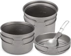 Camping Cookware Set 1000ml Pot Pan Spoon Set for Outdoor Hiking Backpacking Picnic Cooking Equipment Tableware