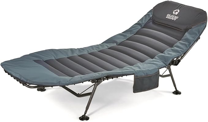 Guide Gear Ultimate Comfort Padded Camping Cot; 400-lb. Capacity, for Camping, Fishing or by The Beach and Swimming Pool Blue