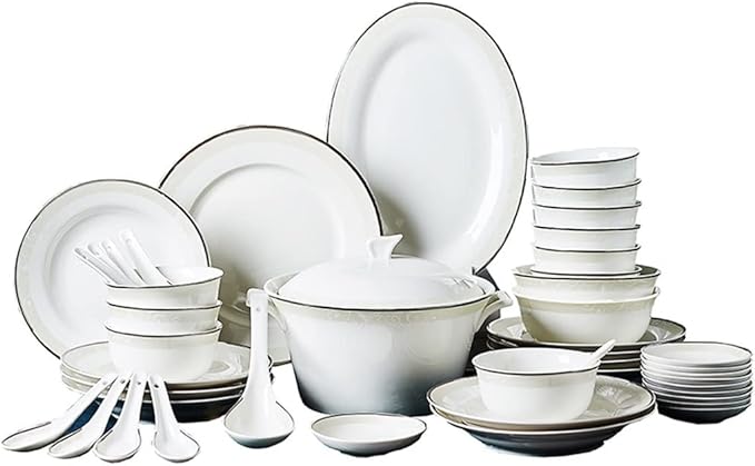 European Kitchenware Ceramic Tableware Set 56 Piece Tableware Dish Set