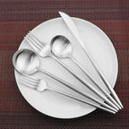 Cutlery Set Pieces Service Stainless Steel Titanium Flatware,Cutlery Flatware Set Of 4, Stainless Steel Tableware, Include Knife Fork Spoon Dinnerware with Elegant Box, for Home, Hotel, Res