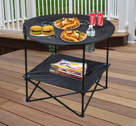 Eunicole Camping Table Portable Camping Side Table for Outdoor Picnic, Beach, Games, Camp, & Patio Tables Folding with Carry Case for Travel & Storage (Black), One Size (FT-Black)