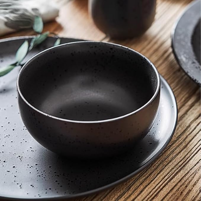 Camping Plates Japanese Style Black Breakfast Tableware Creative Set Bowls and Plates Home Steak Western Flat Salad Decorative Plate(1PC)
