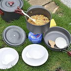 4-5 Persons Outdoor Cookware Sets Camping Tableware Aluminum Pan Pans Plates Bowls Cooking Set for Travel Picnic Hiking