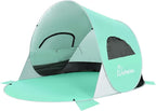 Wolfwise Pop up Beach Tent Sun Shelter with UPF50+ UV Protection, Instant Easy Setup Popup Beach Shade Canopy for 3 Person, Portable & Foldable with Carring Bag, 87 ×57×47 in, Mint Green
