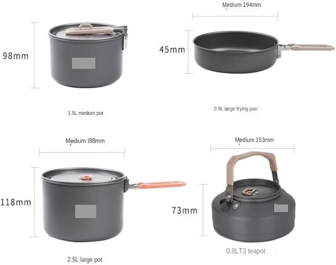 Camping Cookware Camping Utensils Dishes Cookware Set Picnic Hiking Heat Exchanger Pot Kettle Outdoor Tourism Tableware Survival Gear