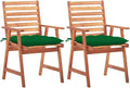 Patio Dining Chairs ,Bistro Chair,Camping Chair,Armchair,Outdoor Chairs,Beach Chair,Fishing Chairs,Barbecue Chairs,for Deck, poolside,Camping,Beach,Campsite,2 pcs with Cushions Solid Acacia Wood