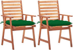 Patio Dining Chairs ,Bistro Chair,Camping Chair,Armchair,Outdoor Chairs,Beach Chair,Fishing Chairs,Barbecue Chairs,for Deck, poolside,Camping,Beach,Campsite,2 pcs with Cushions Solid Acacia Wood