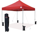 10'x10' Pop Up Canopy Tent Commercial Instant Shelter with Heavy Duty Roller Bag, 4 Canopy Sand Bags, 10x10 FT Red