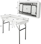 VINGLI 46" Extra Large Party Ice Cooler Folding Table, Portable Tailgate Camp Fishing Cleaning, Plastic with Matching Skirt, Ice Table for Party, BBQ, Camping, Picnic