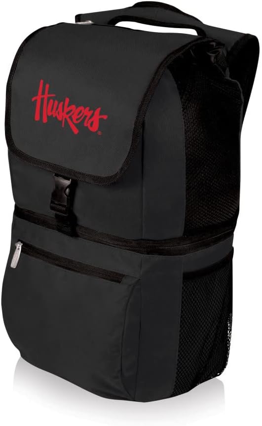 Picnic Time NCAA Nebraska Cornhuskers Zuma Backpack Cooler, Soft Cooler Backpack, Lunch Cooler, Black, 20 Liters