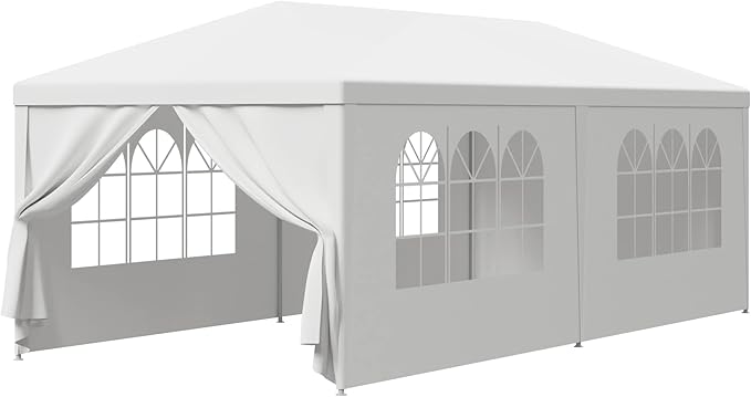 Smartxchoices 10' x 20' Outdoor White Waterproof Gazebo Canopy Tent with Removable Sidewalls Windows Heavy Duty Tent for Party Wedding Events Beach BBQ…