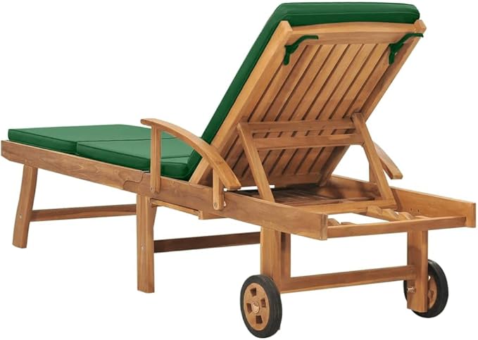 Sun Lounger with Cushion Solid Teak Wood Greentanning Chair Patio Chairs Recliner Chair Camping chairsSuitable for Gardens, courtyards