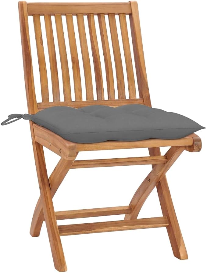 Folding Patio Chairs with Cushions 8 pcs,Portable Camping Chair,Outdoor Lounge Chair,Bistro Table and Chairs outdoor,Garden Chair,Outdoor Dining Chairs,Features 2 Sets of Ropes, Solid Teak Wood