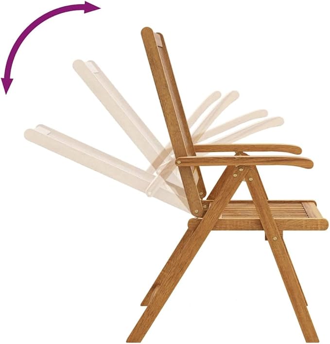 vidaXL - Patio Folding Chairs 6 Pcs - Camping Garden Lawn Chair - Solid Acacia Wood - Adjustable and Foldable - Brown Retro Style - 22.4" x 27.2" x 43.7"