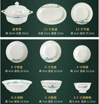 Retro Household Bone Porcelain Tableware Dishes Dishes and Chopsticks Set