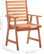 Patio Dining Chairs,Outdoor Chairs,Coffee Chair,Study Chair,Bistro Chair,Fishing Chairs,Camp Chair,Garden Chairs,for Deck, poolside,Camping,Beach,Campsite, 6 pcs with Cushions Solid Acacia Wood