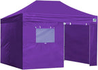 Eurmax USA Professional Pop up Canopy Wedding Party Tent Instant Outdoor Gazebo with Side Walls Aluminum Frame Commercial Grade Bonus Roller Bag(Purple)