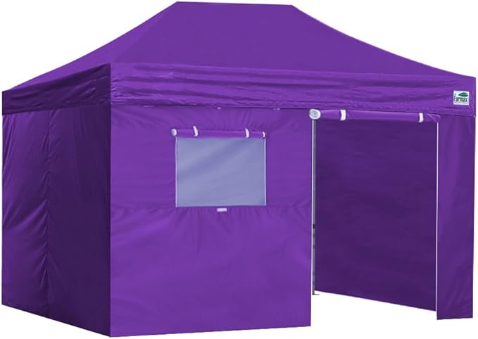 Eurmax USA Professional Pop up Canopy Wedding Party Tent Instant Outdoor Gazebo with Side Walls Aluminum Frame Commercial Grade Bonus Roller Bag(Purple)