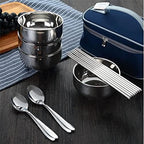 JSEIAJB Picnic Tourist Tableware Set Camping Stainless Steel Cutlery Bowl Chopsticks Spoon Suit Bag Outdoor Travel Hiking Accessories