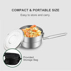 Stainless Steel Lunch Case with Storage Bag Camping Pot Tableware for Outdoor Backpacking Hiking Fishing Picnic