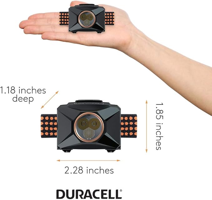 Duracell 200 Lumen LED Headlamp - Comfortable and Ultra-Strong Design with 3 Modes and 3-AAA Batteries Included. Great for In-Door & Out-Door Use