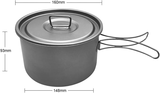 Camping Campfire Utensils, Outdoor Pure Titanium Folding Handle Portable Frying Pan Tableware Camping Cooker Backpacking Gear