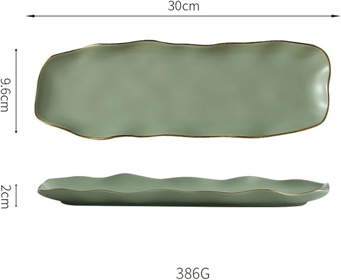Camping Plates Pure Color Ceramic Rectangular Plate Home Kitchen Irregular Plate Sushi Plate Dessert Pastry Plate Tableware Decorative Plate(A,Large)